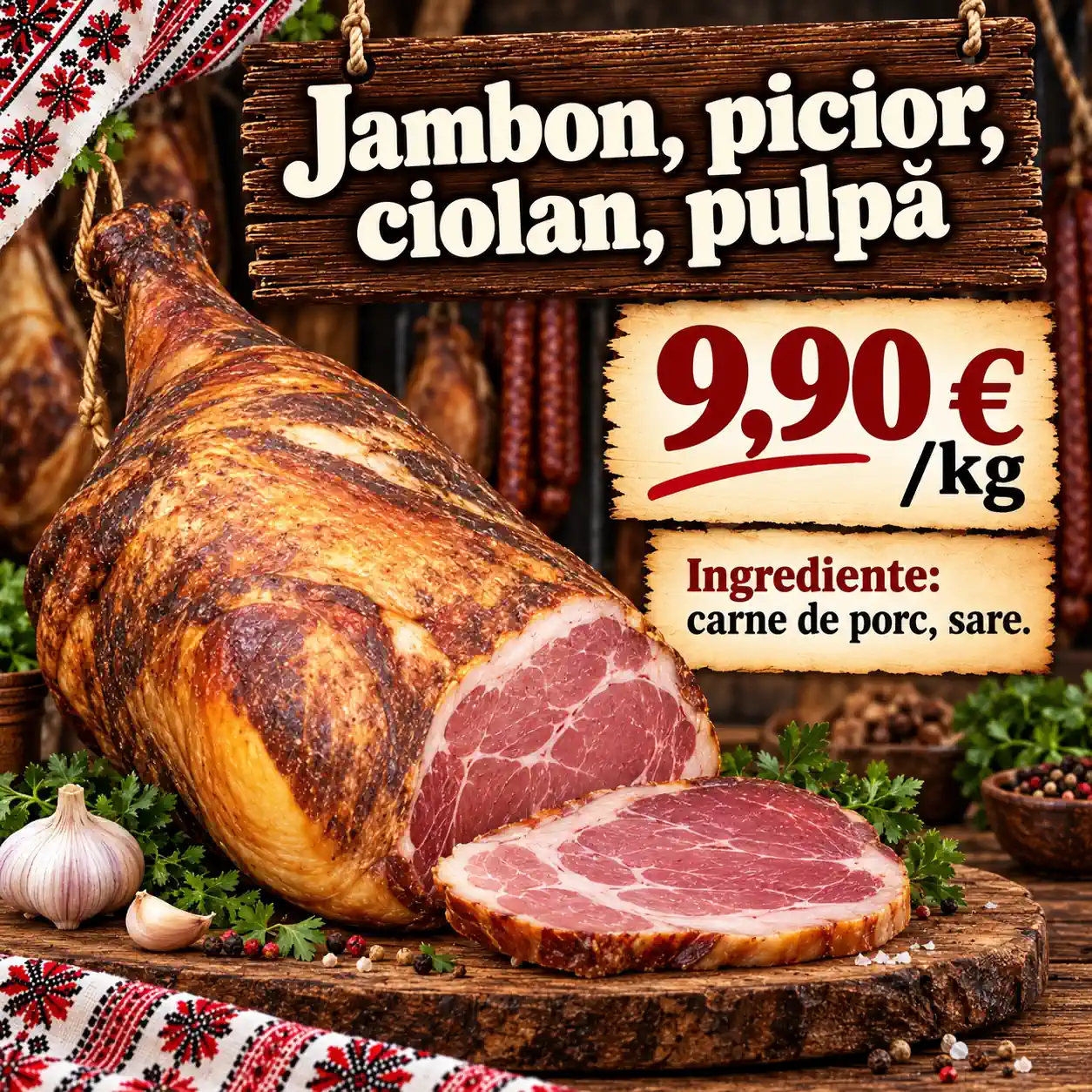 Jambon, picior, ciolan și pulpă afumate