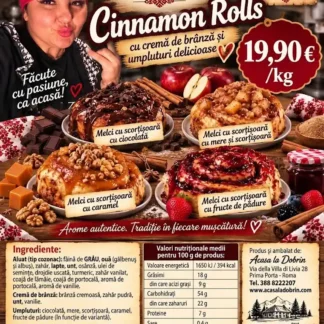 Cinnamon Rolls – Melci cu scorțișoară, cremă de brânză și umpluturi delicioase (19,90 €/kg)