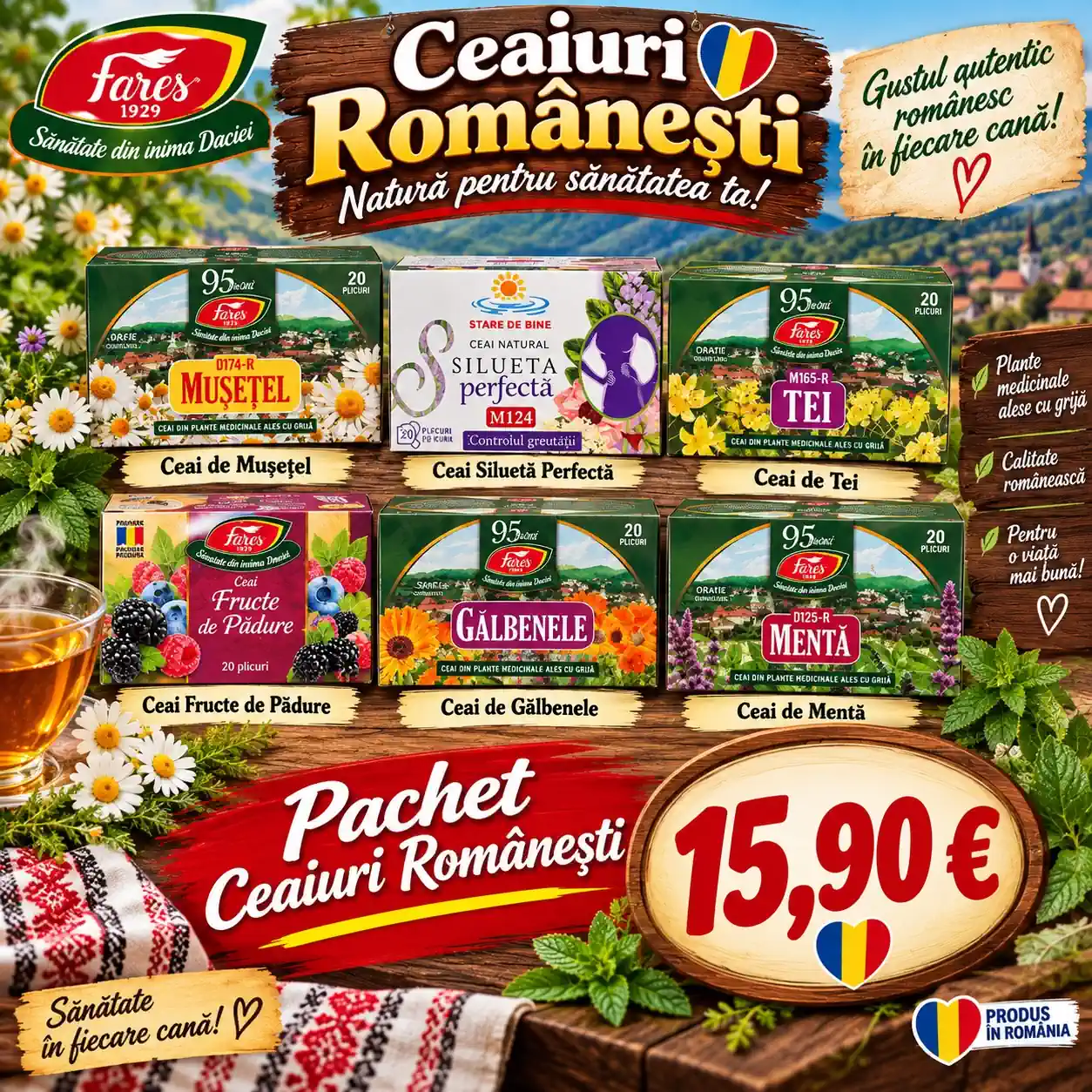 Pachet ceaiuri românești Fares - 6 cutii